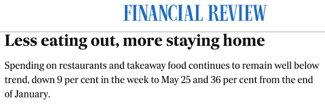 AFR Quote Less Eating Out