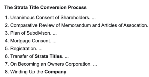 Strata Conversion Process