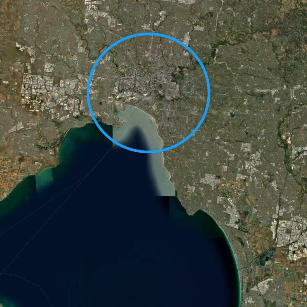 Melbourne Square With Circle Blue